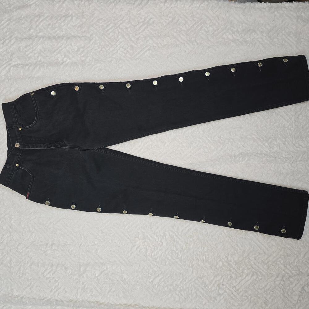 Vintage Lawman Black high rise Western Jeans with Side Snap Buttons Size 7